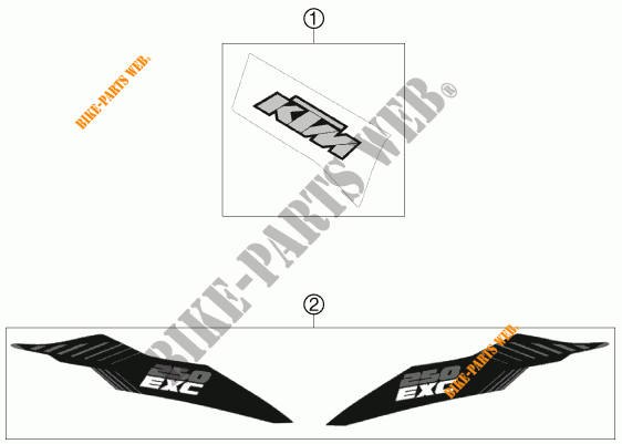 STICKERS for KTM 250 EXC 2012