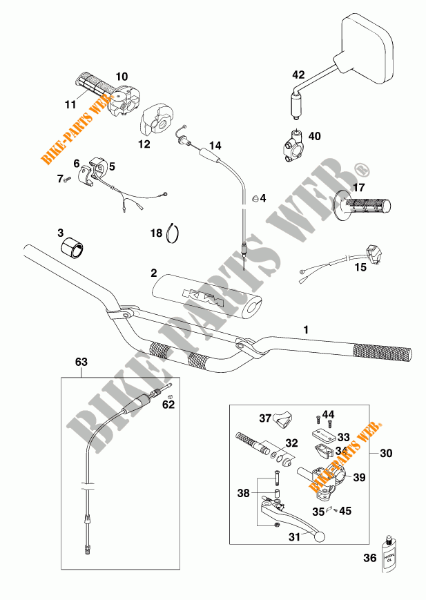 HANDLEBAR / CONTROLS for KTM 250 EXC 2000