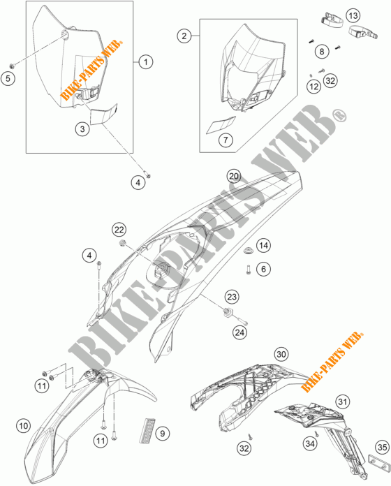PLASTICS for KTM 200 EXC 2016