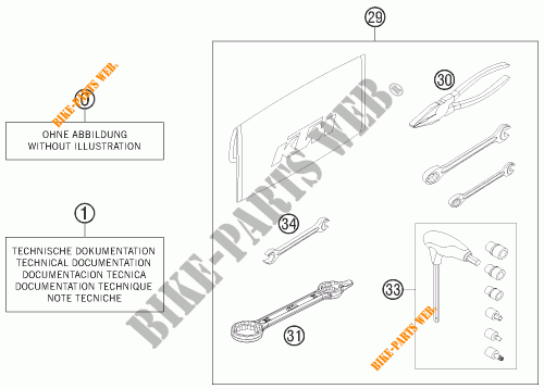TOOL KIT / MANUALS / OPTIONS for KTM 200 EXC 2016
