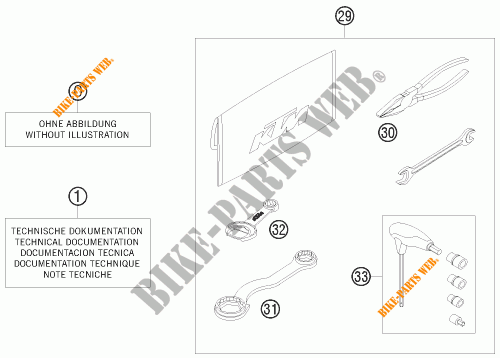 TOOL KIT / MANUALS / OPTIONS for KTM 200 EXC 2011