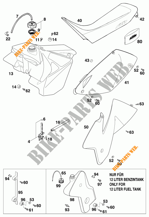TANK / SEAT for KTM 200 EXC 1999