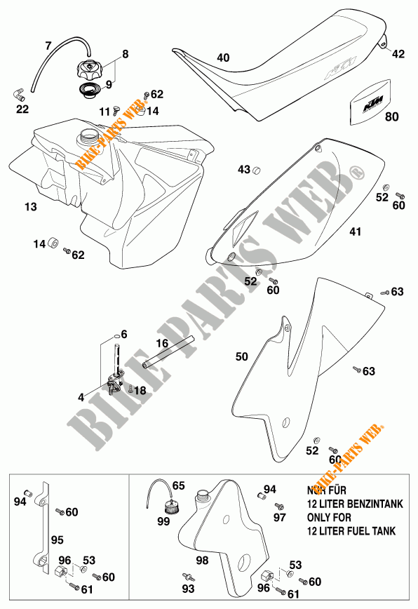TANK / SEAT for KTM 200 EXC 1999