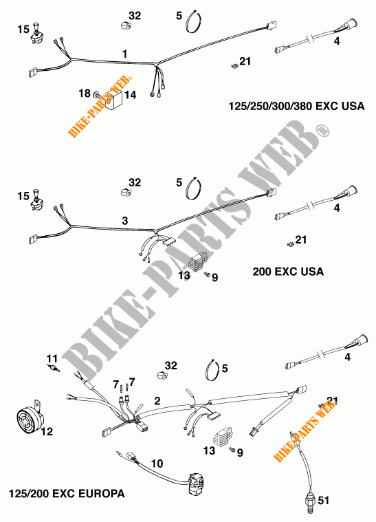 WIRING HARNESS for KTM 200 EXC 1999