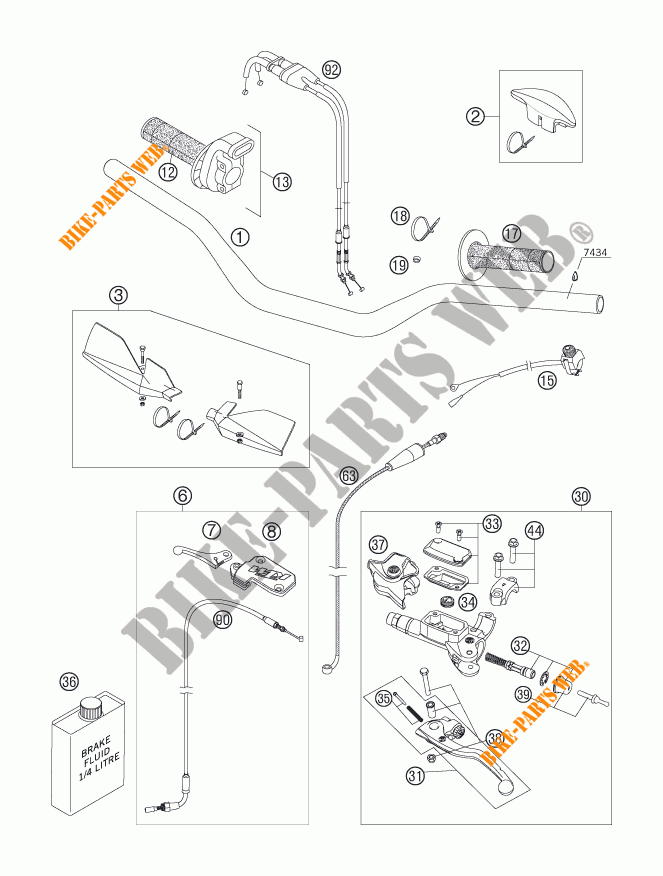 HANDLEBAR / CONTROLS for KTM 250 SXS-F 2006