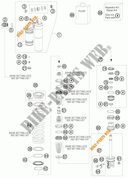 SHOCK ABSORBER (PARTS) for KTM 250 SX-F 2010