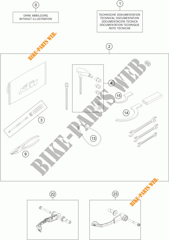 TOOL KIT / MANUALS / OPTIONS for KTM 1290 SUPER DUKE R SPECIAL EDITION ABS 2016
