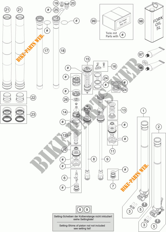 FRONT FORK (PARTS) for KTM 125 SX 2017