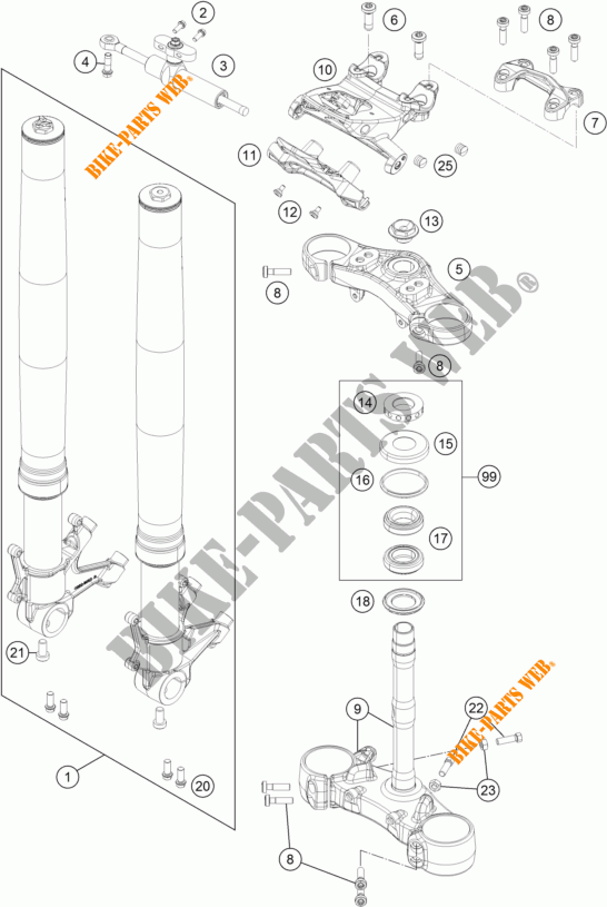 FRONT FORK / TRIPLE CLAMP for KTM 1290 SUPER DUKE R SPECIAL EDITION ABS 2016