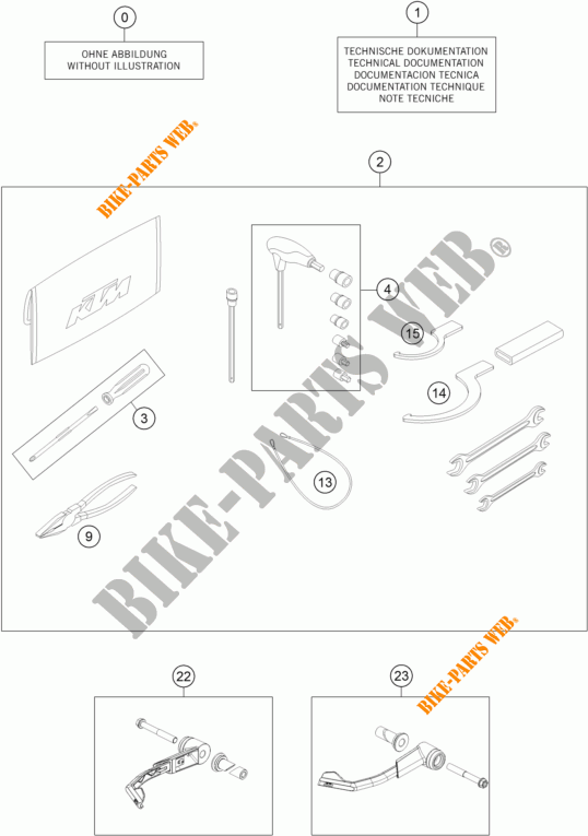 TOOL KIT / MANUALS / OPTIONS for KTM 1290 SUPER DUKE R SPECIAL EDITION ABS 2016