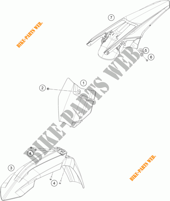 PLASTICS for KTM 125 SX 2016