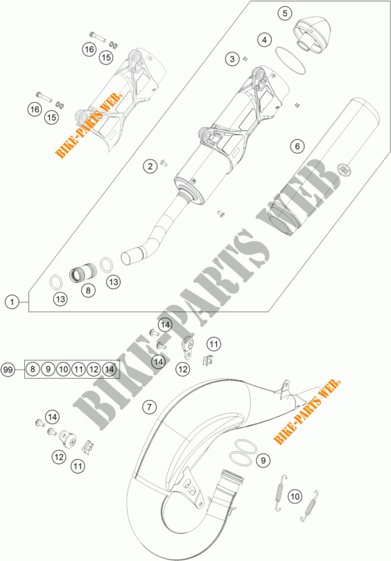 EXHAUST for KTM 125 SX 2016