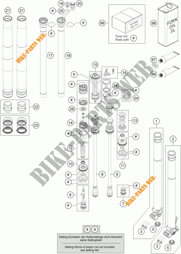 FRONT FORK (PARTS) for KTM 125 SX 2016