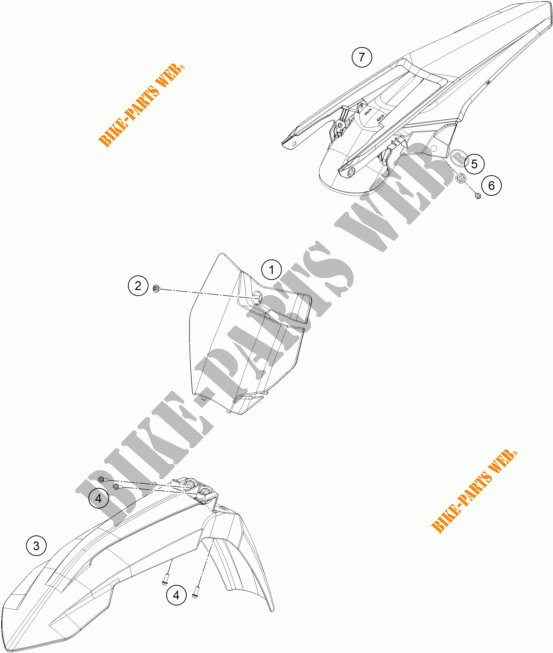 PLASTICS for KTM 125 SX 2016