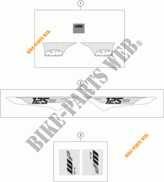 STICKERS for KTM 125 SX 2016