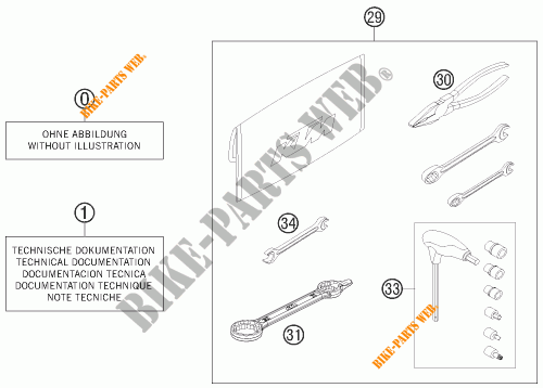 TOOL KIT / MANUALS / OPTIONS for KTM 125 SX 2016