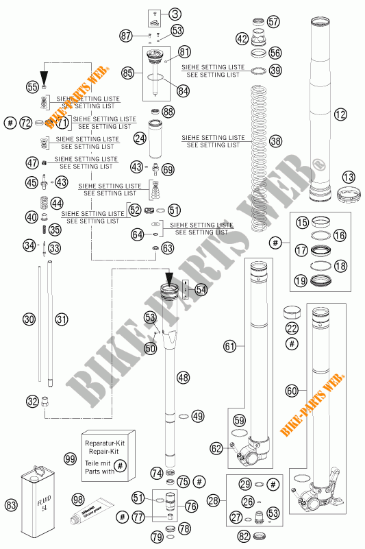 FRONT FORK (PARTS) for KTM 125 SX 2012