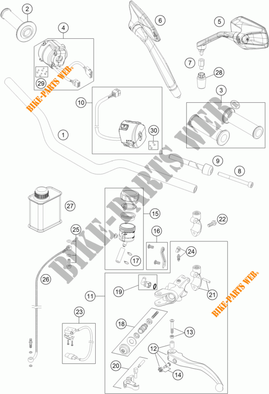 HANDLEBAR / CONTROLS for KTM 1290 SUPER DUKE R SPECIAL EDITION ABS 2016