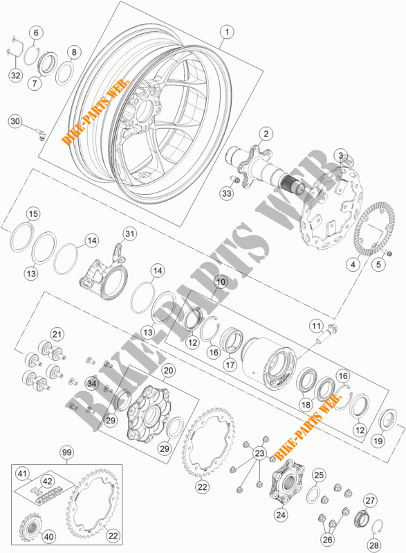 REAR WHEEL for KTM 1290 SUPER DUKE R SPECIAL EDITION ABS 2016