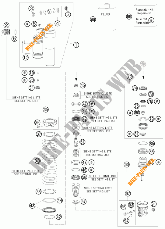 SHOCK ABSORBER (PARTS) for KTM 125 SX 2010