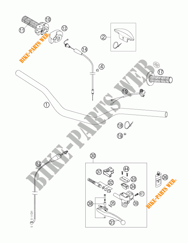 HANDLEBAR / CONTROLS for KTM 125 SX 2006