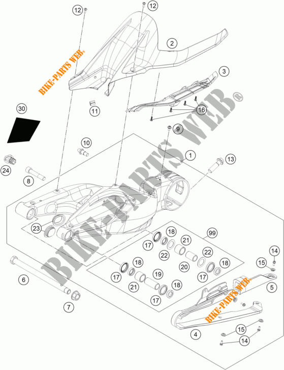 SWINGARM for KTM 1290 SUPER DUKE R WHITE 2018