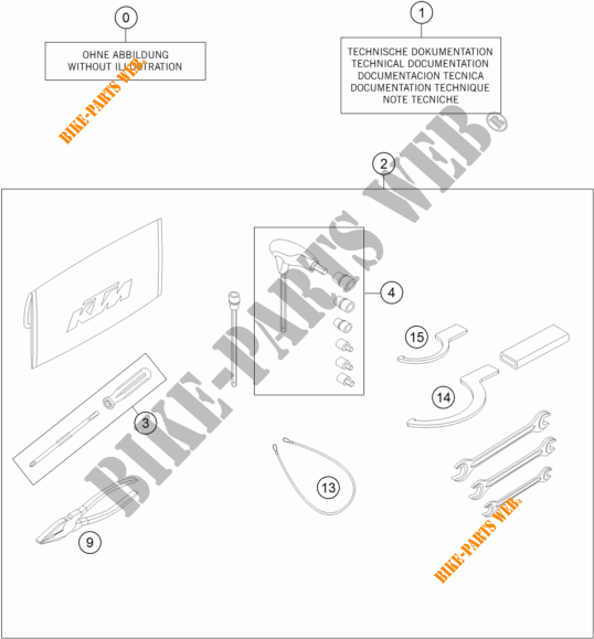 TOOL KIT / MANUALS / OPTIONS for KTM 1290 SUPER DUKE R WHITE 2018