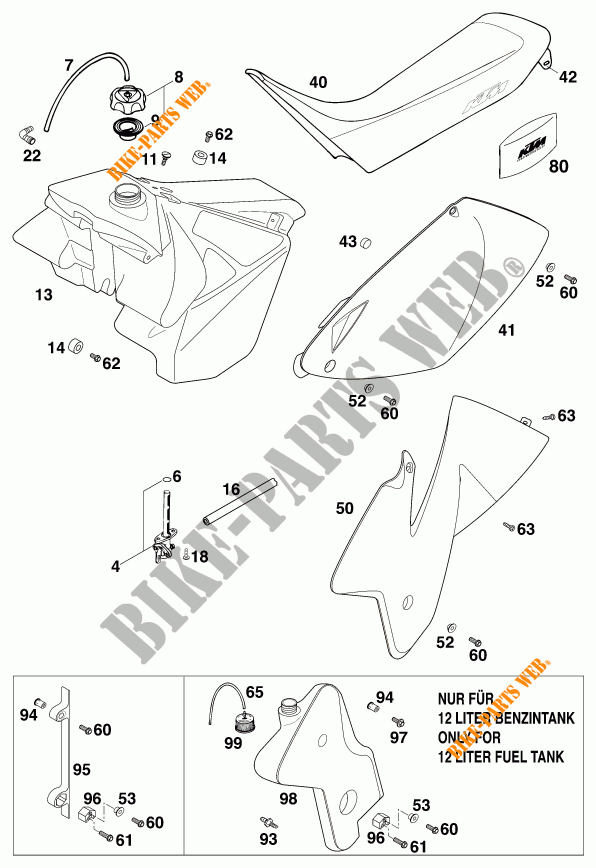 TANK / SEAT for KTM 125 SX 1999