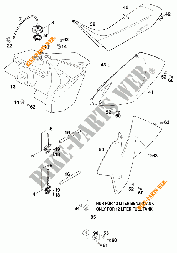TANK / SEAT for KTM 125 SX 1998