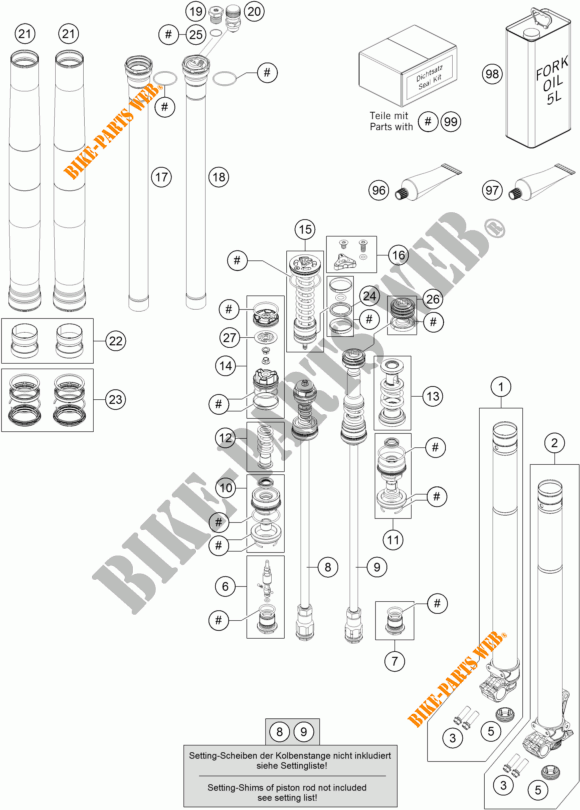 FRONT FORK (PARTS) for KTM 450 SX-F FACTORY EDITION 2017
