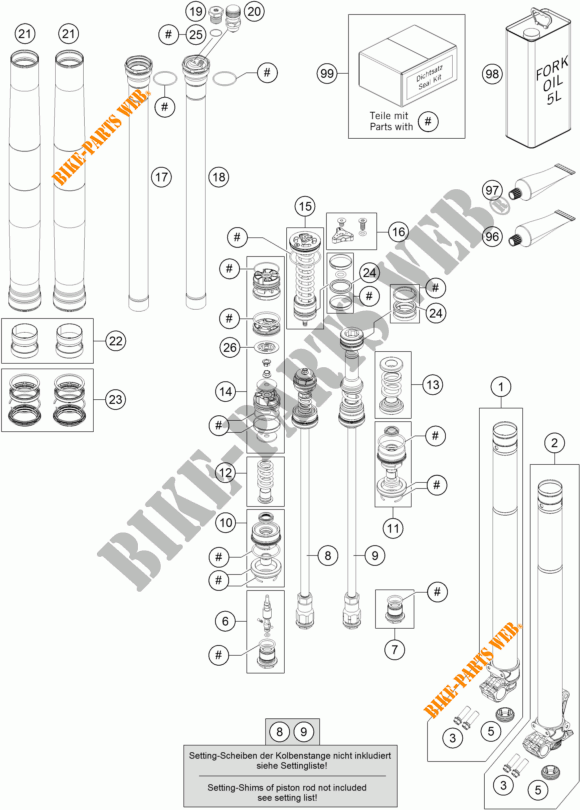 FRONT FORK (PARTS) for KTM 450 SX-F 2016
