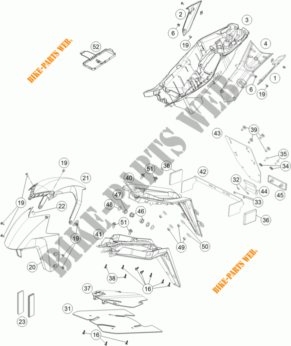 PLASTICS for KTM 1290 SUPER DUKE R WHITE 2018