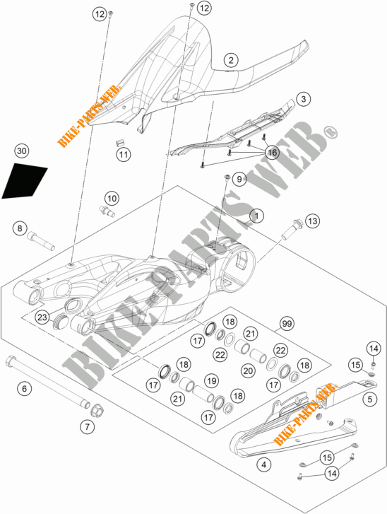 SWINGARM for KTM 1290 SUPER DUKE R WHITE 2017
