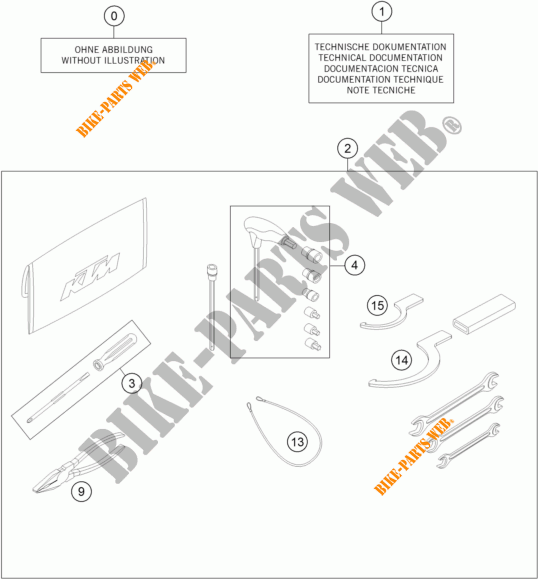 TOOL KIT / MANUALS / OPTIONS for KTM 1290 SUPER DUKE R WHITE 2017