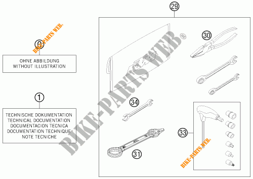 TOOL KIT / MANUALS / OPTIONS for KTM 250 SX 2015