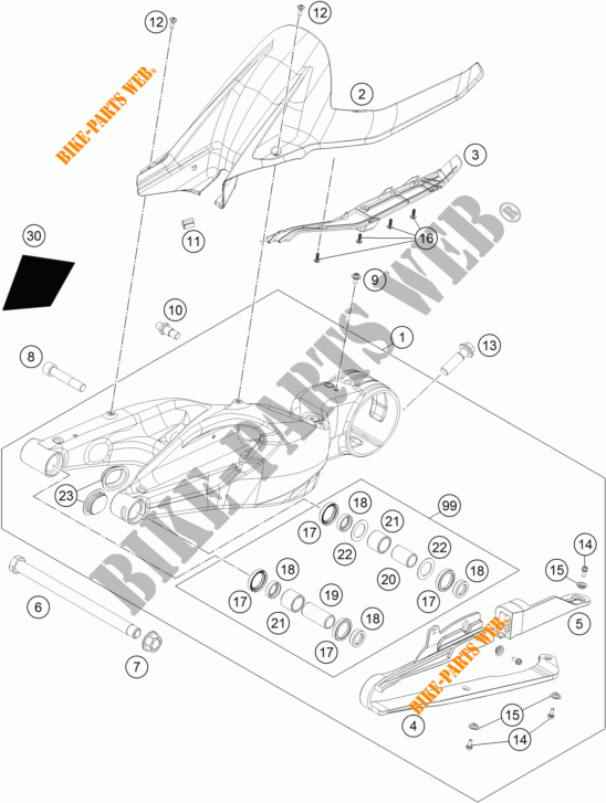 SWINGARM for KTM 1290 SUPER DUKE R BLACK 2017