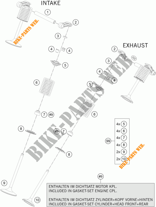VALVES for KTM 1290 SUPER DUKE R BLACK 2017