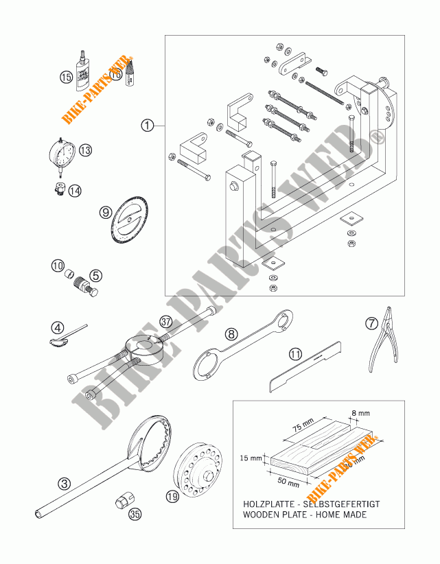 SPECIFIC TOOLS (ENGINE) for KTM 250 SX 2008