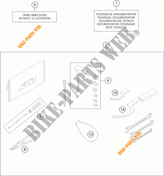 TOOL KIT / MANUALS / OPTIONS for KTM 1290 SUPER DUKE R WHITE 2017