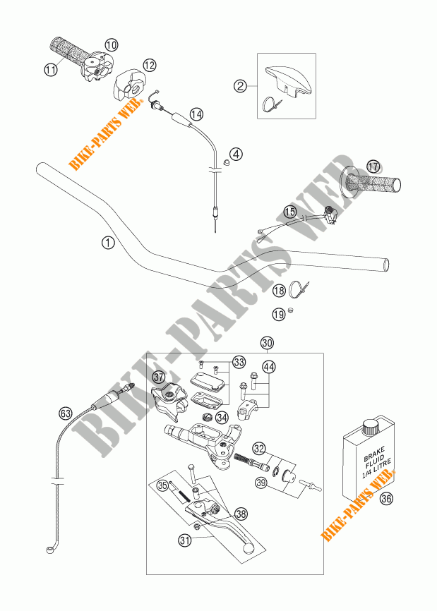 HANDLEBAR / CONTROLS for KTM 250 SX 2006