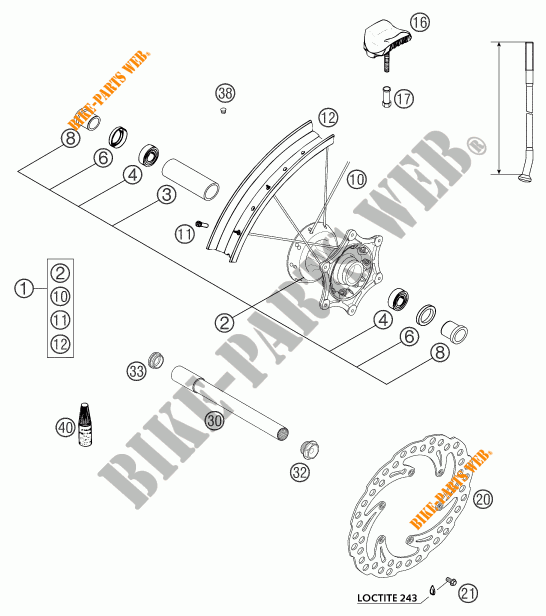 FRONT WHEEL for KTM 250 SX 2004
