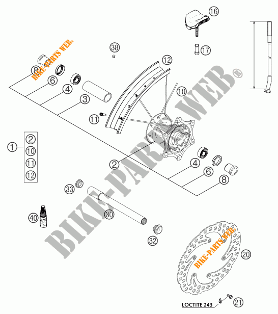 FRONT WHEEL for KTM 250 SX 2003