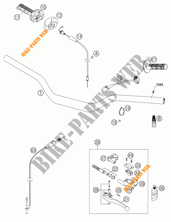 HANDLEBAR / CONTROLS for KTM 250 SX 2003