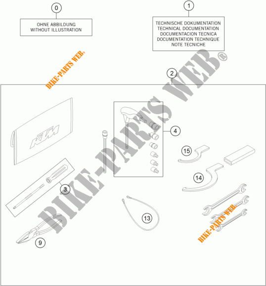 TOOL KIT / MANUALS / OPTIONS for KTM 1290 SUPER DUKE R ORANGE ABS 2016