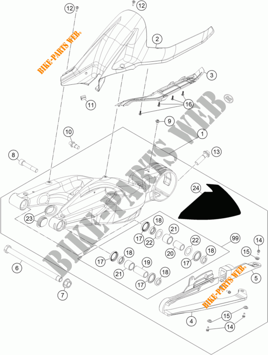 SWINGARM for KTM 1290 SUPER DUKE R BLACK ABS 2016