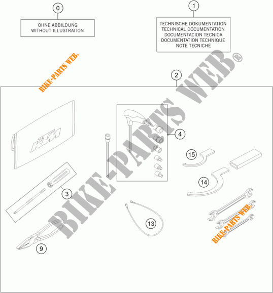 TOOL KIT / MANUALS / OPTIONS for KTM 1290 SUPER DUKE R BLACK ABS 2016