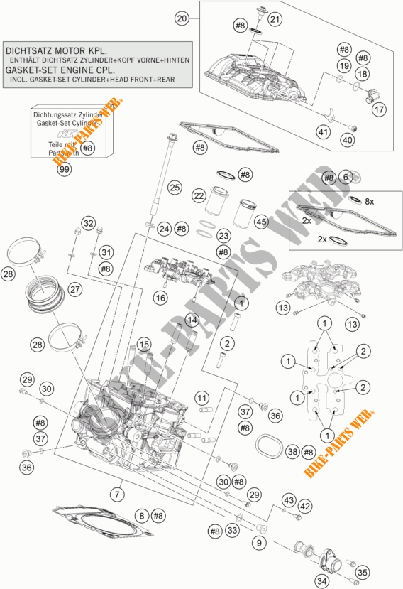 CYLINDER HEAD REAR for KTM 1290 SUPER DUKE R ORANGE ABS 2016
