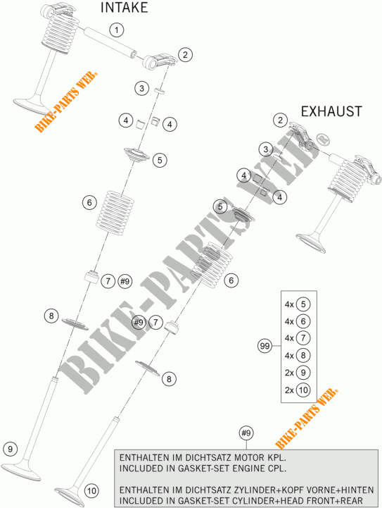 VALVES for KTM 1290 SUPER DUKE R ORANGE ABS 2016