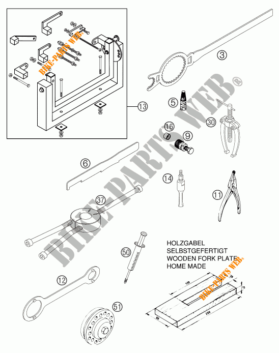 SPECIFIC TOOLS (ENGINE) for KTM 85 SX 2004
