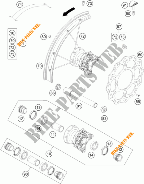FRONT WHEEL for KTM 85 SX 19/16 2017